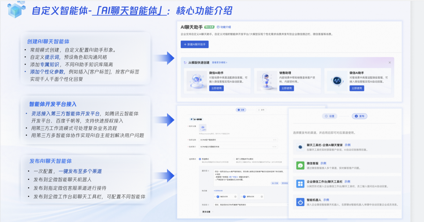 自定义AI聊天智能体核心功能介绍页面